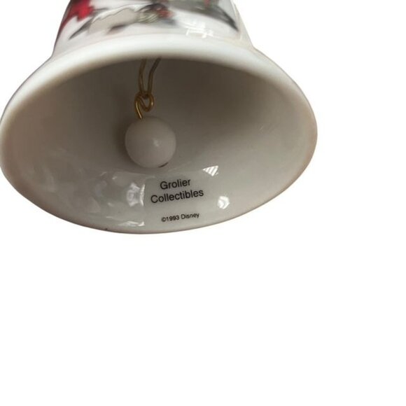Grolier Mickey Disney Sledding Christmas Porcelain Bell Ornament 1993 - Picture 3 of 4